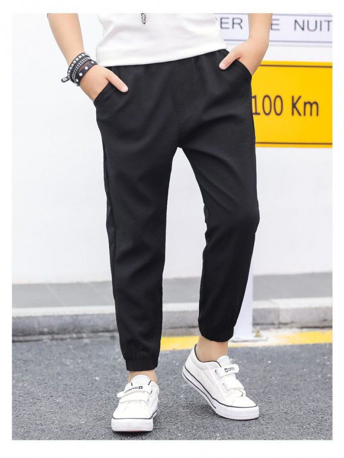 Manufacturers wholesale  boys' Capris summer thin pants children's anti mosquito pants middle and large children's leisure sports pants 