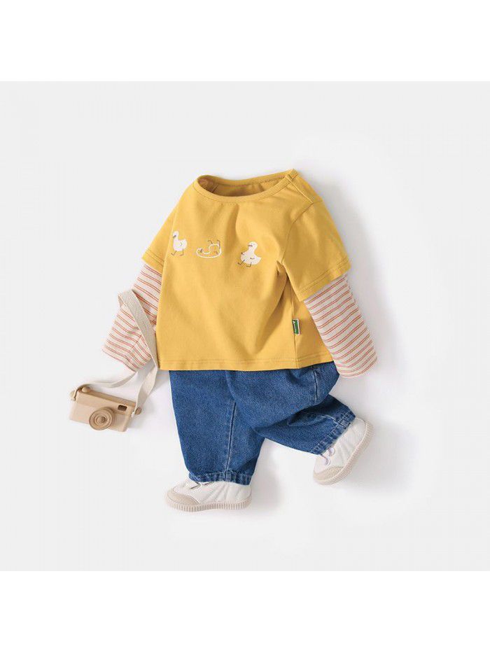 Amila children's clothing  spring new baby Jeans Girls pants fashion versatile pants spring 
