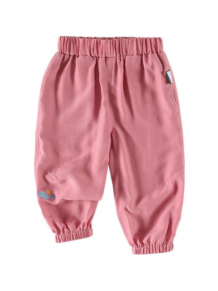 Amila Amila children's clothing baby anti mosquito pants summer  new girls' light pants children's casual pants 