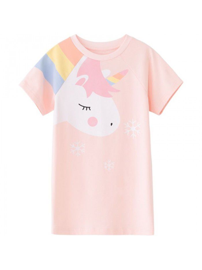 A new summer  children's T-shirt skirt cotton printed girl's dress 