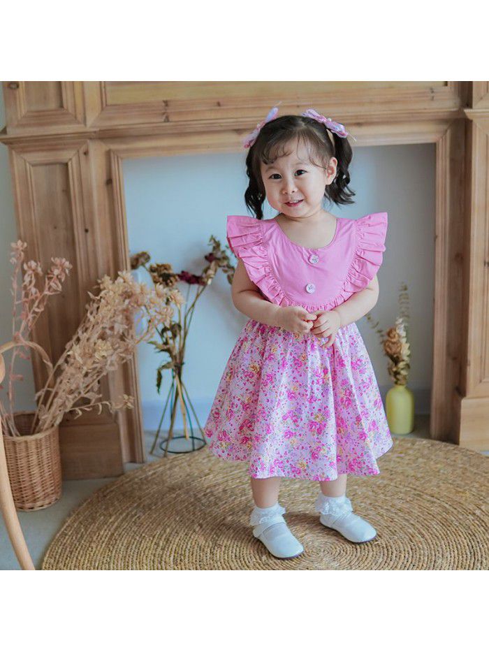 Flying sleeve Princess Dress European and American girl's sleeveless dress children's lovely Spanish children's skirt  summer 
