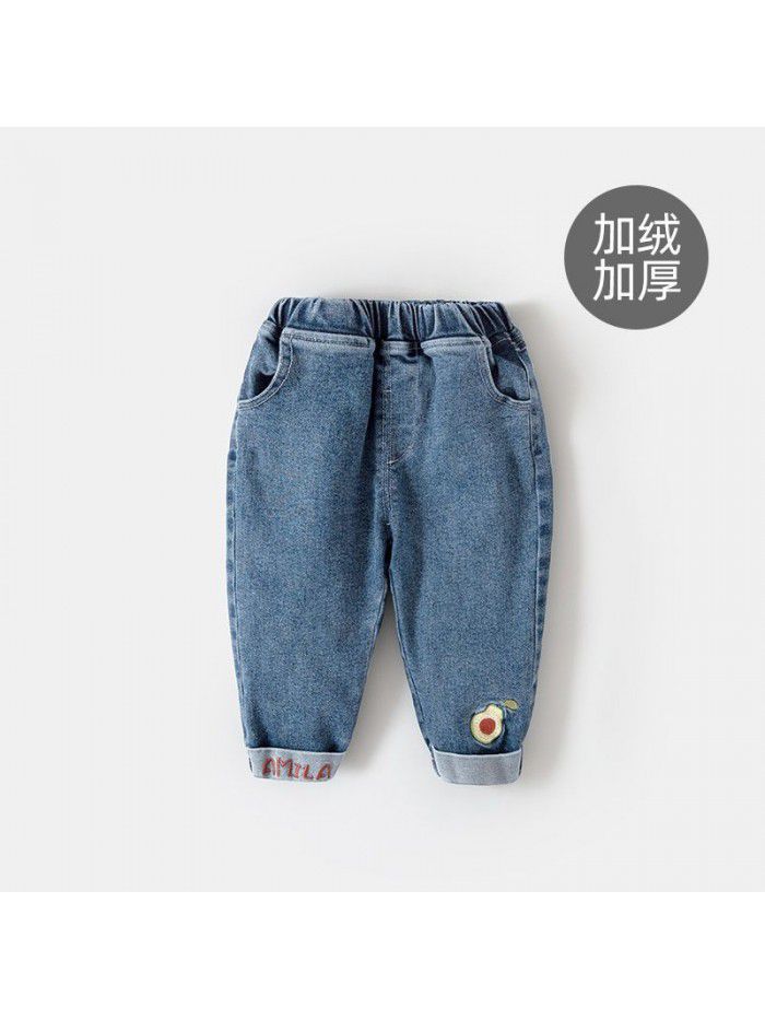 Baby girl jeans spring new 1-3 years old 2 baby clothes girl foreign style spring and autumn children's spring pants girl 