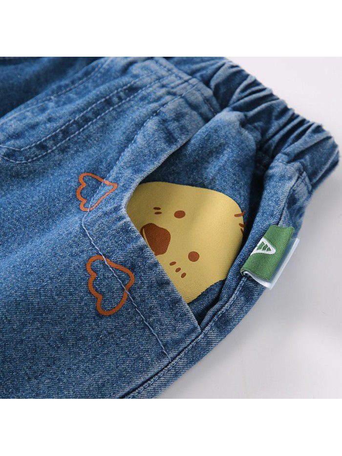Amila children's clothing  spring new baby Jeans Girls pants fashion versatile pants spring 