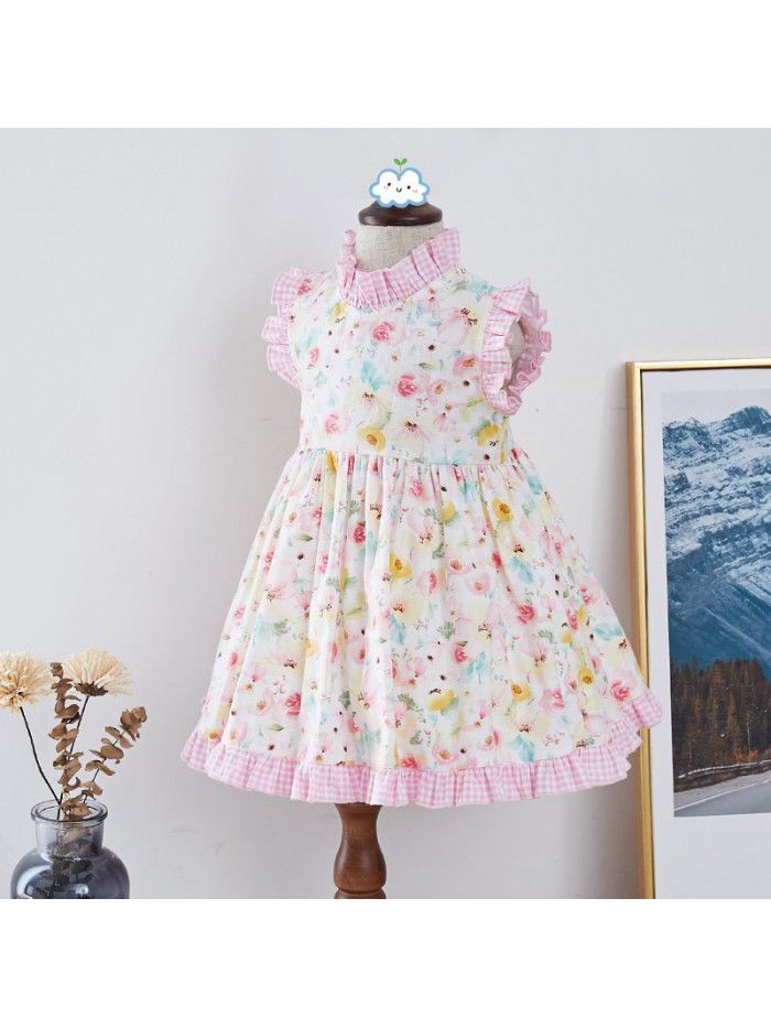Girls' dress European and American children's dress  new summer sleeveless floral skirt small fresh children's dress 