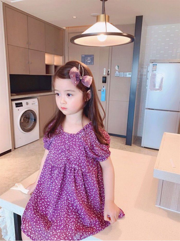 Children's floral skirt girl's net red dress children's dress new foreign fashion little girl skirt summer purple tide 