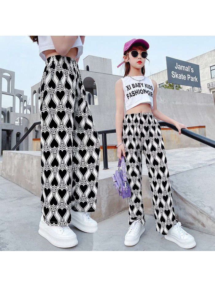 Girls' wide leg pants summer thin  new summer wear middle school children's pants summer children's pants 