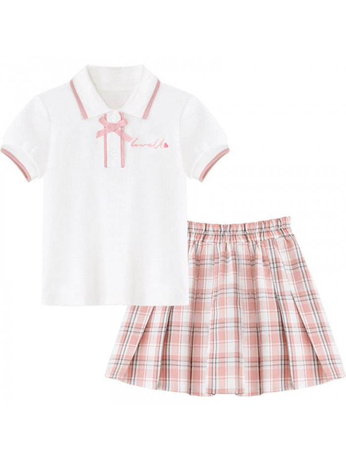 Cicie children's wear a ready to go girl's short sleeve  summer children's College skirt suit 