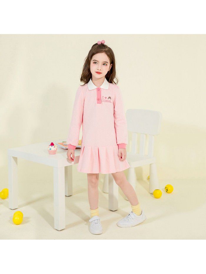 Girls' cotton dress Korean children's dress one hair generation baby spring  new children's embroidered skirt 