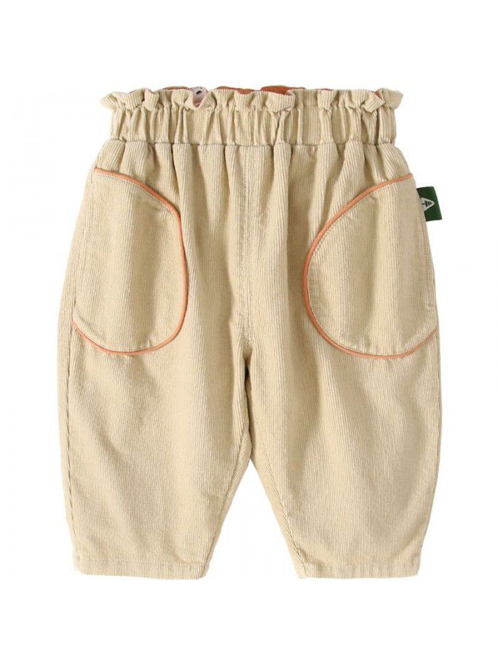 Amila children's  spring new baby cotton comfortable fashion versatile corduroy casual pants 