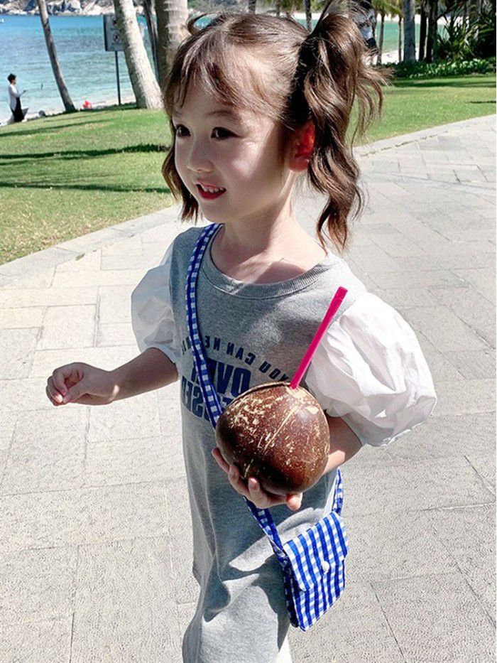 Girls' dress  summer dress new children's fashion fake two pieces of cotton skirt children's dress Korean long skirt 