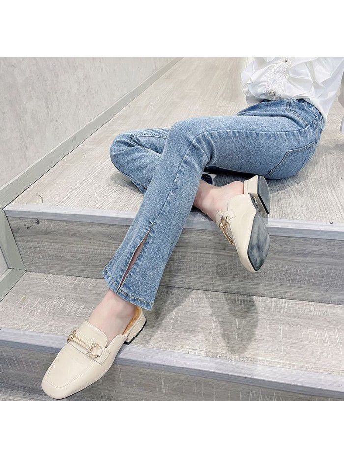 Girls' jeans  spring new children's wear Korean slim fit elastic open flared pants 