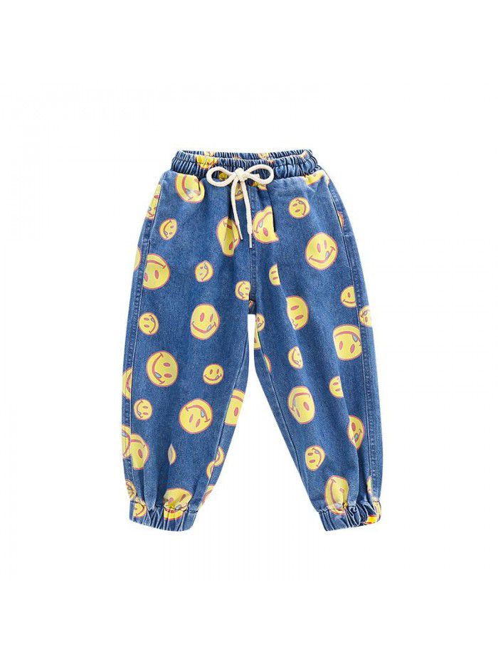 Girls' pants  new children's jeans spring and autumn loose fried street fashion 