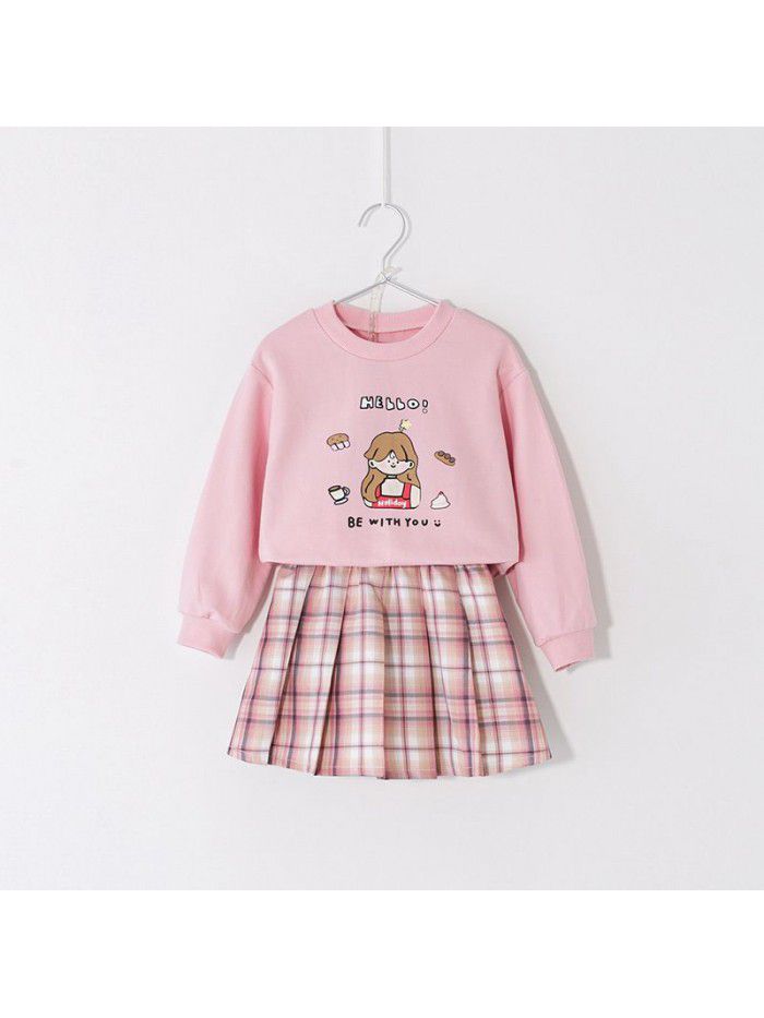 Cicie children's wear one ready to go girl's suit  spring lovely children's pleated skirt suit 
