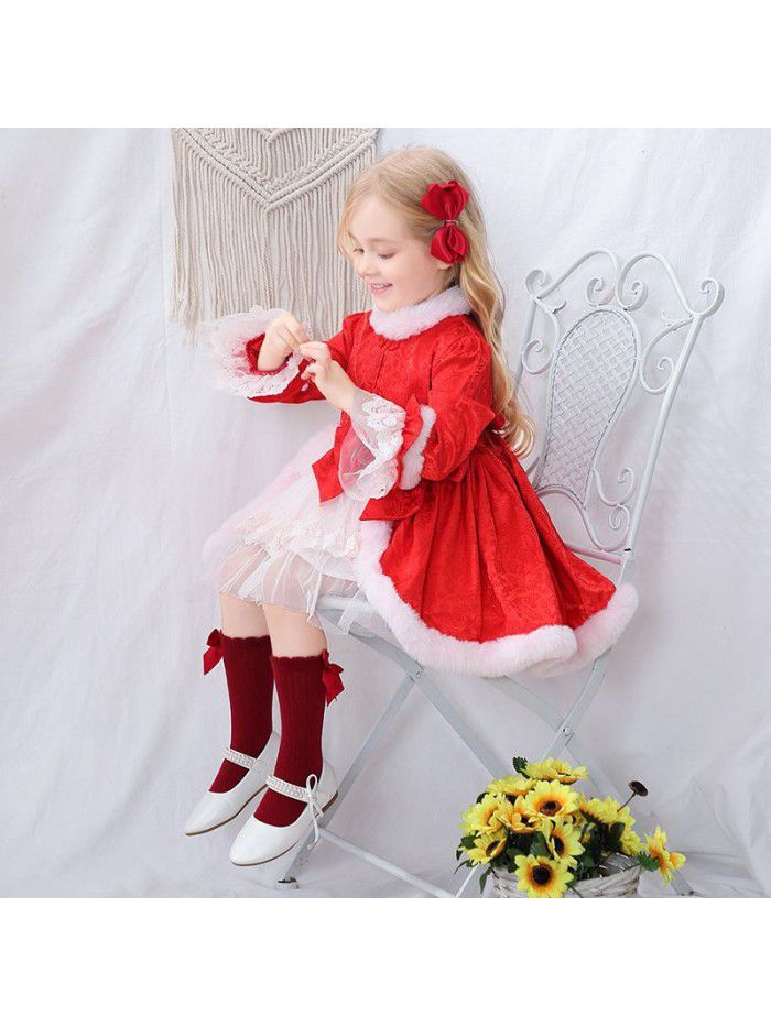spring European and American children's clothing Lolita girls' poncho skirt Lolita Dress children's long sleeve dress 
