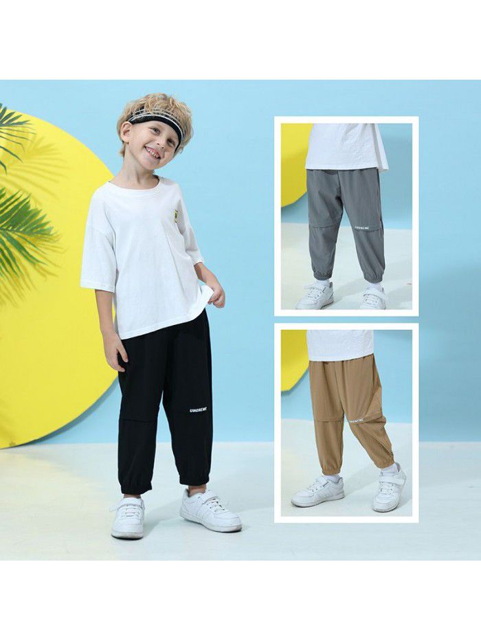 A hair generation children's clothing boys' quick drying casual pants summer thin children's ice silk girls' Korean long pants 