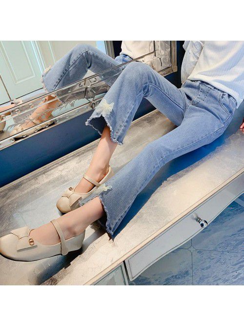 Girls' jeans  spring dress new style flared p...