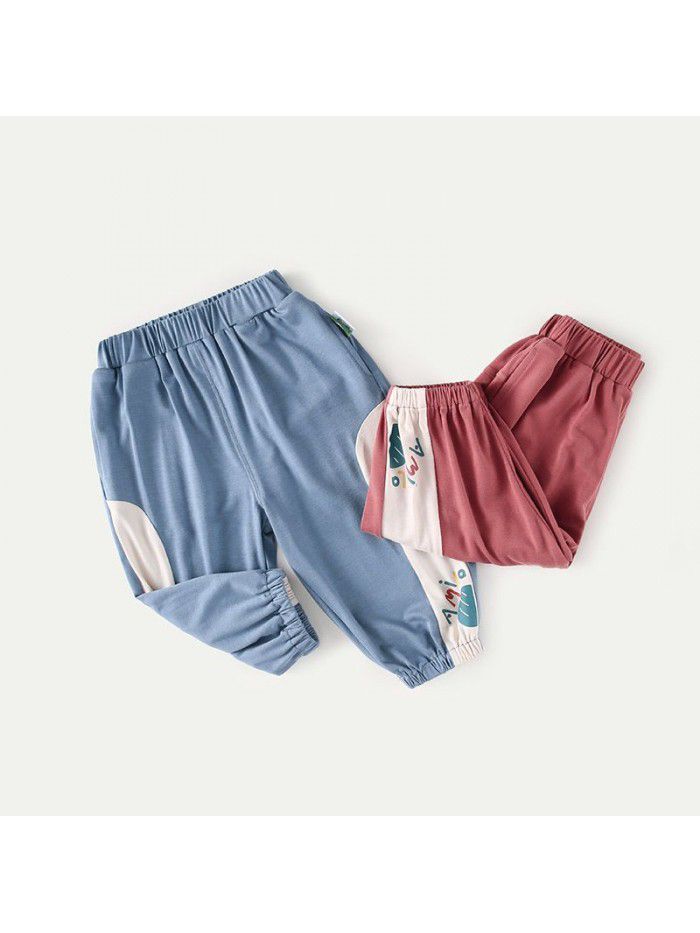 Amila girls' sports pants  summer thin children's leisure pants female baby foreign style baby mosquito proof pants 