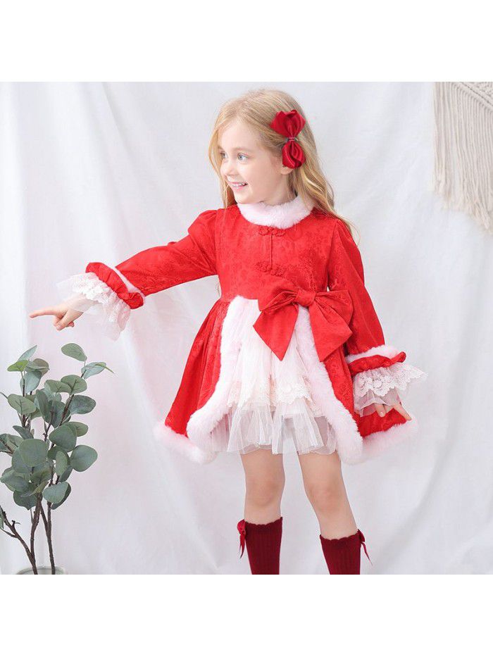 spring European and American children's clothing Lolita girls' poncho skirt Lolita Dress children's long sleeve dress 