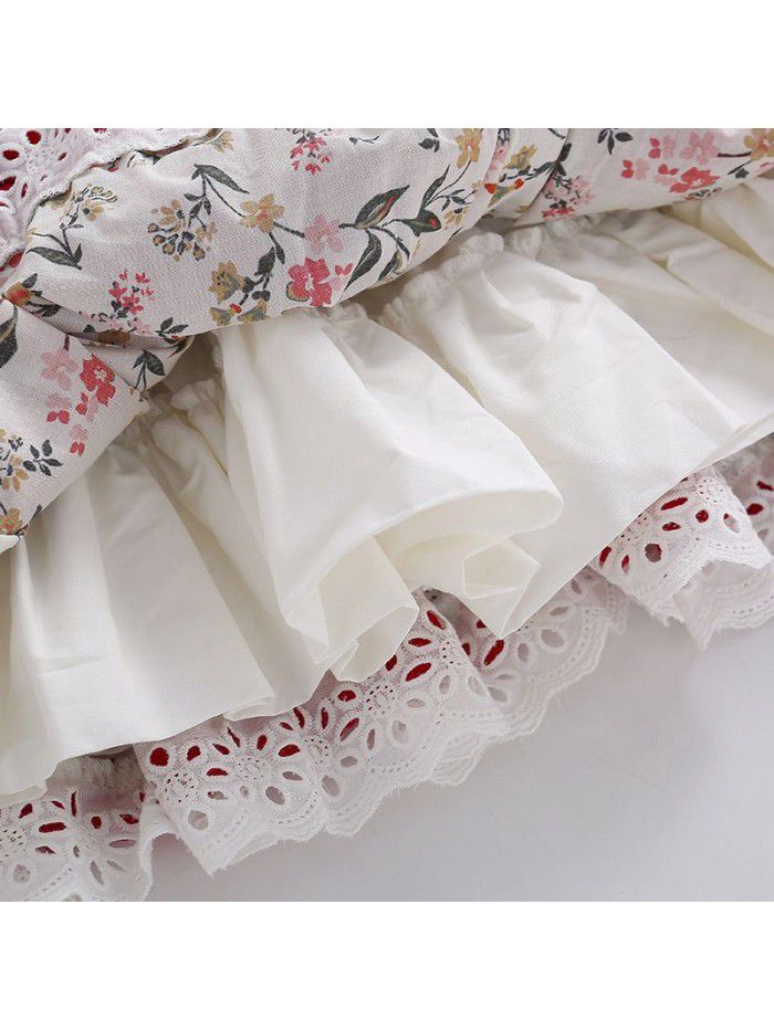 Spanish princess skirt Lolita Plush children's dress pompous skirt printed Lolita girls' new year dress 