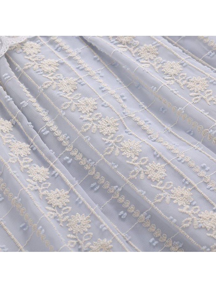  summer new round neck short sleeve loose skirt children jacquard Princess Dress Korean sweet girl dress 