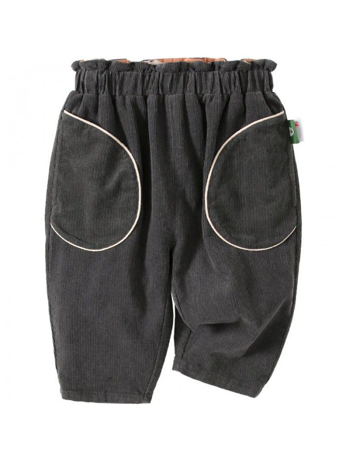 Amila children's  spring new baby cotton comfortable fashion versatile corduroy casual pants 
