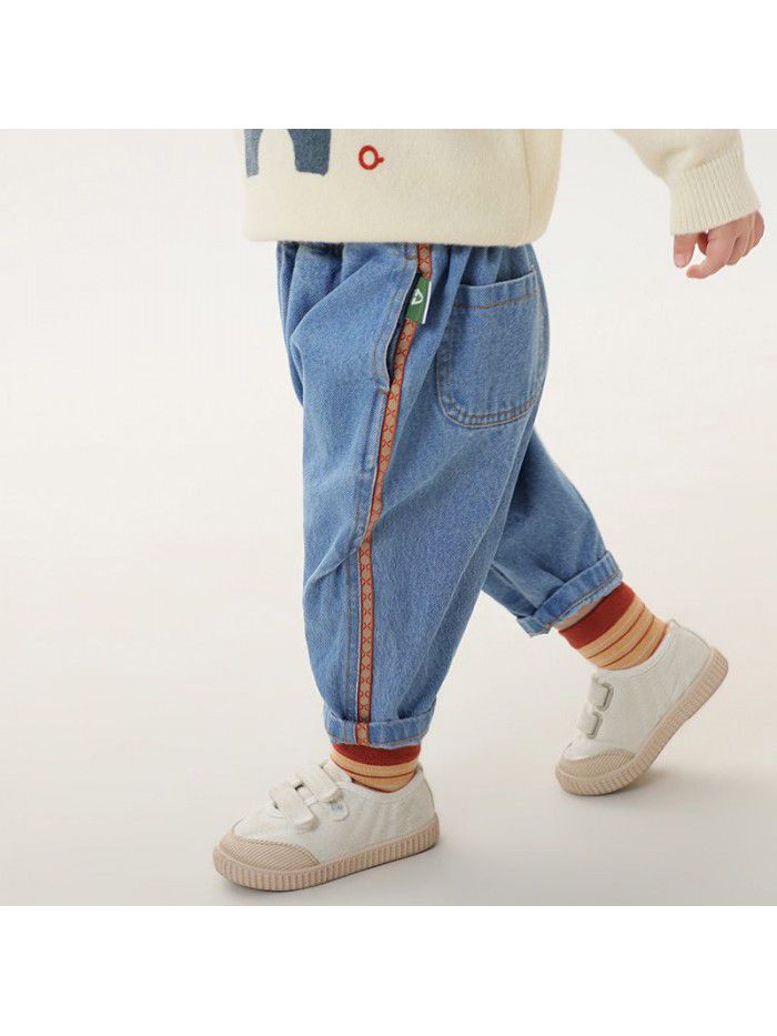 Amila children's clothing  spring new baby girl jeans children's girls' foreign style pants 