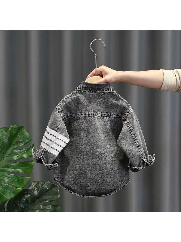 1342 boys' denim shirt long sleeve  new style baby spring and autumn shirt coat fashion children's top 
