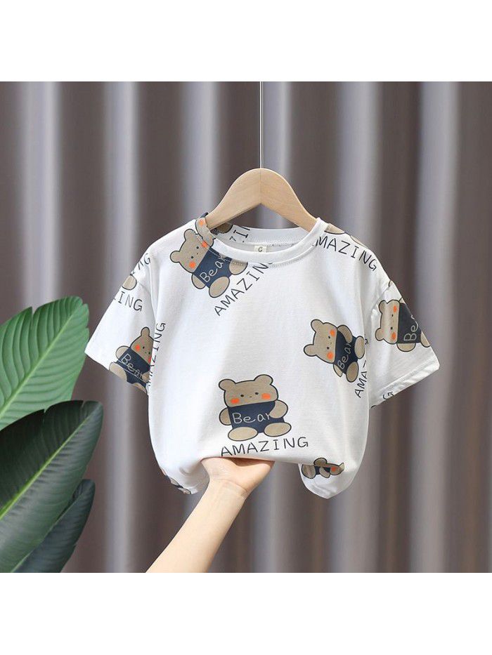 1521 Korean summer children's short sleeve T-shirt boys boys' casual children's wear thin baby half sleeve top 