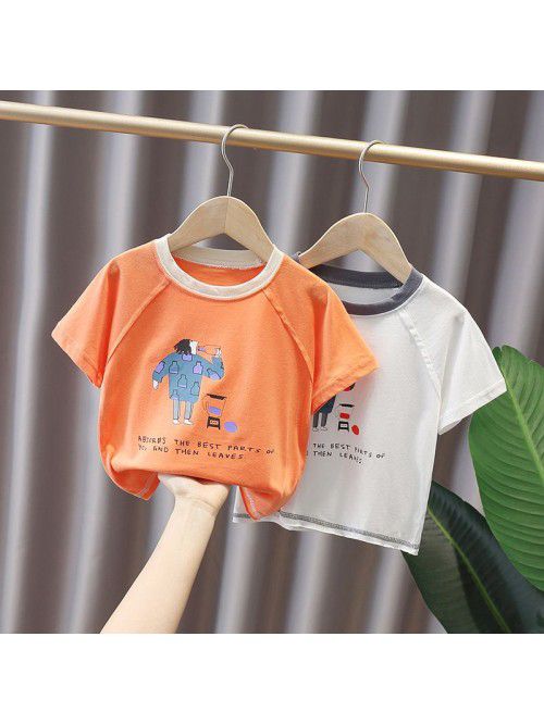 1457 boys' round neck cartoon short sleeve T-...