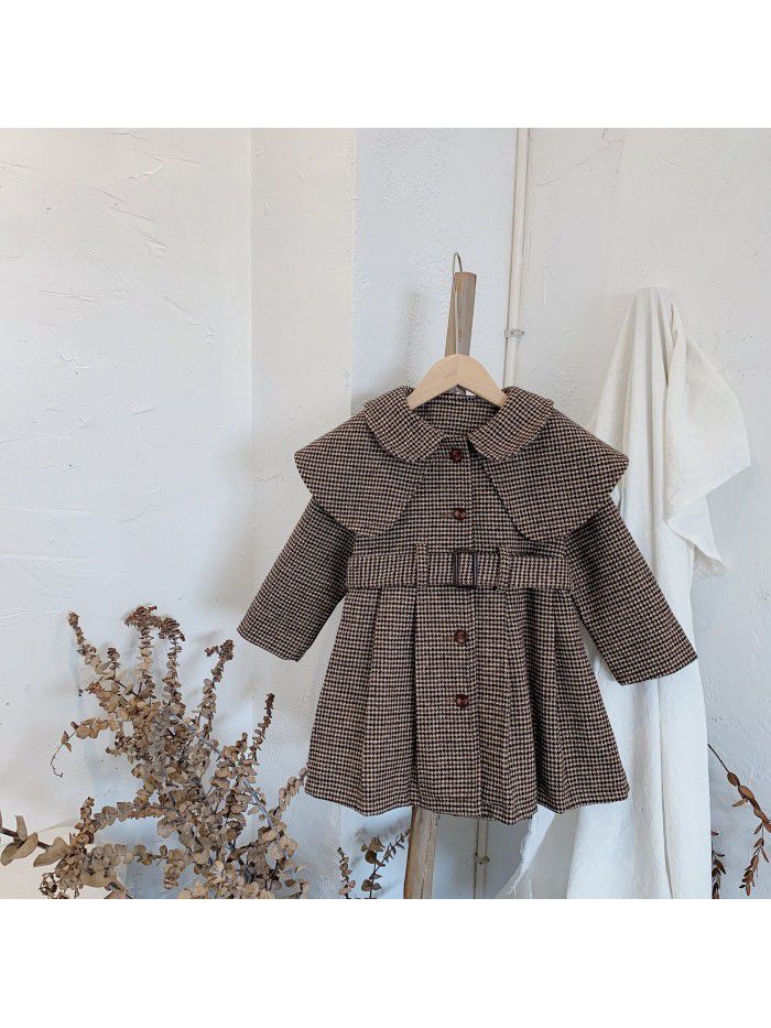 Girls' autumn and winter coat  new children's Korean version thickened middle and long foreign style coat collar foreign trade wholesale 