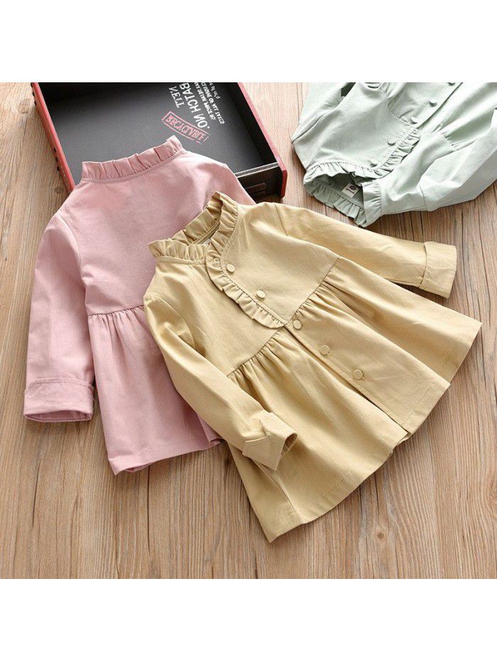 Korean girls' coat spring children's wear nvbao Princess windbreaker girls' medium length children's top 19876 