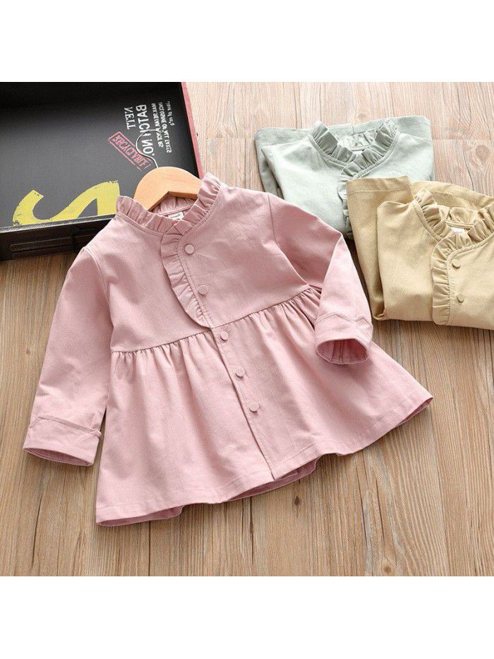 Korean girls' coat spring children's wear nvbao Princess windbreaker girls' medium length children's top 19876 