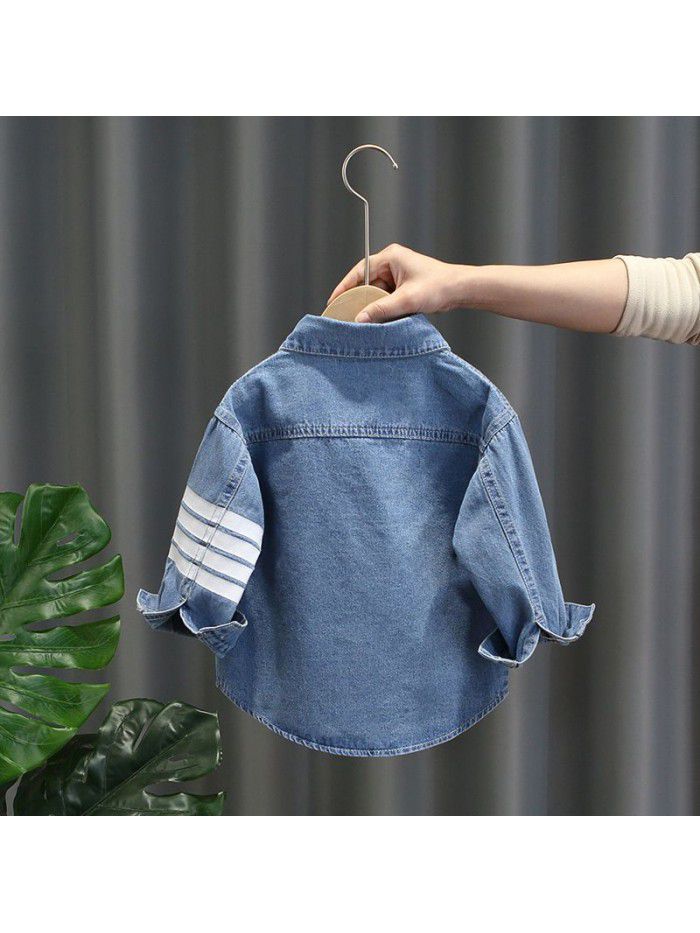1342 boys' denim shirt long sleeve  new style baby spring and autumn shirt coat fashion children's top 