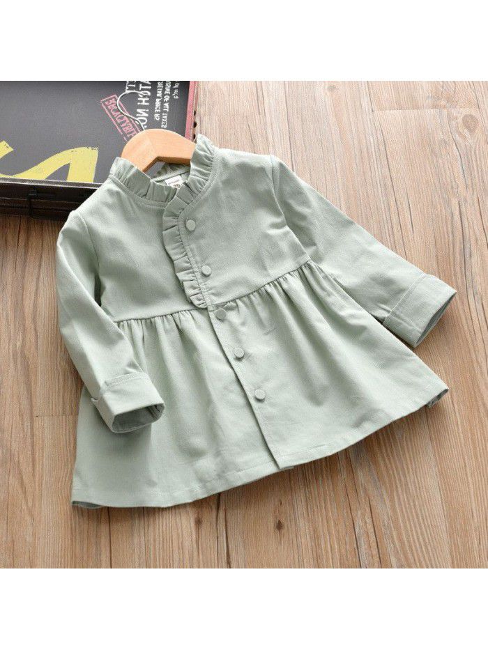 Korean girls' coat spring children's wear nvbao Princess windbreaker girls' medium length children's top 19876 