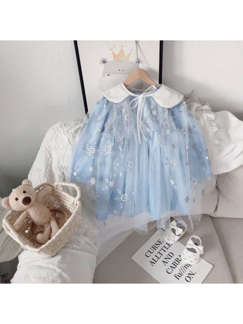 Girls' dress  spring children's Lapel ne...