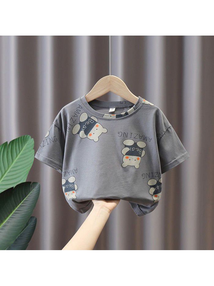 1521 Korean summer children's short sleeve T-shirt boys boys' casual children's wear thin baby half sleeve top 