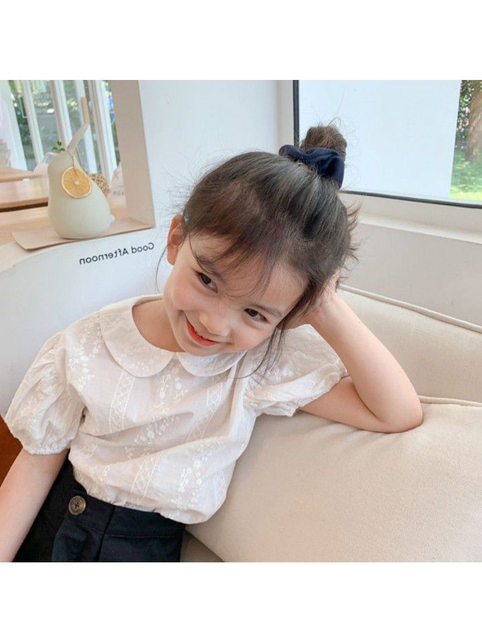 Children's Bubble Sleeve Shirt Top  summer short sleeve girl's street stall hot sale 
