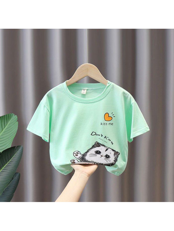 1522 boys' short sleeve T-shirt  summer new children's wear boys' round neck T-shirt children's cartoon top summer 