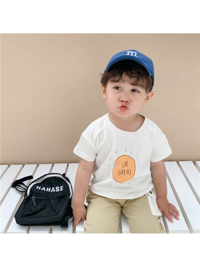Children's T-shirt summer letter printed baby top children's short sleeve round neck clothes children's clothing manufacturers direct sales 