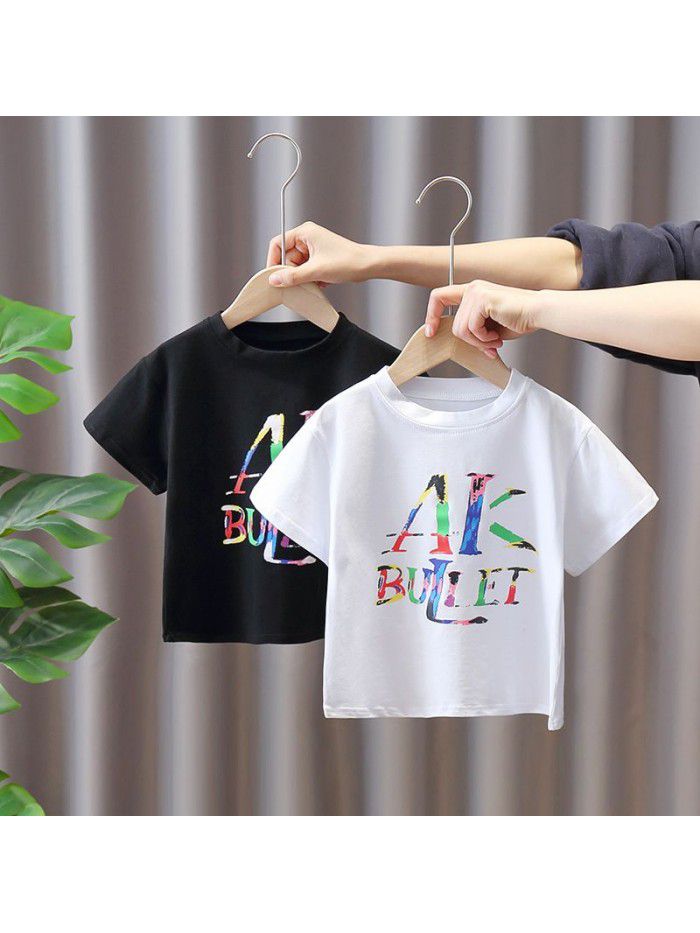 1444 boys and Girls Summer Short Sleeve girls half sleeve  new children's summer clothes children's top fashion 