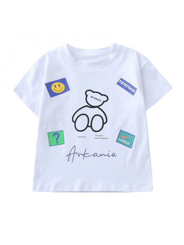 1464 boys' base coat Summer Short Sleeve T-Shirt children's new top  children's fashion 3 