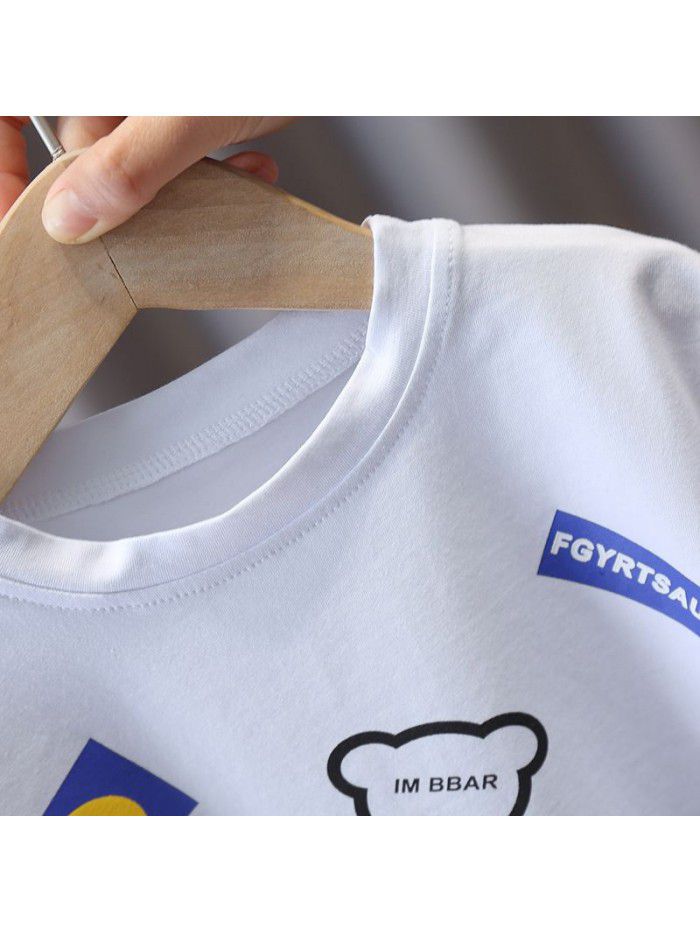 1464 boys' base coat Summer Short Sleeve T-Shirt children's new top  children's fashion 3 