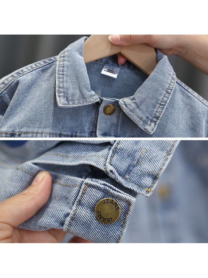 1341 boys' spring jeans jacket  new fashion children's spring and autumn jacket baby casual Korean jacket 