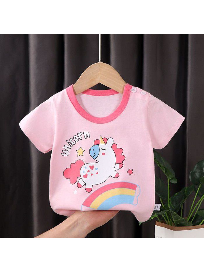 Children's short sleeve T-shirt pure cotton girls' summer baby's summer children's  boys' top 