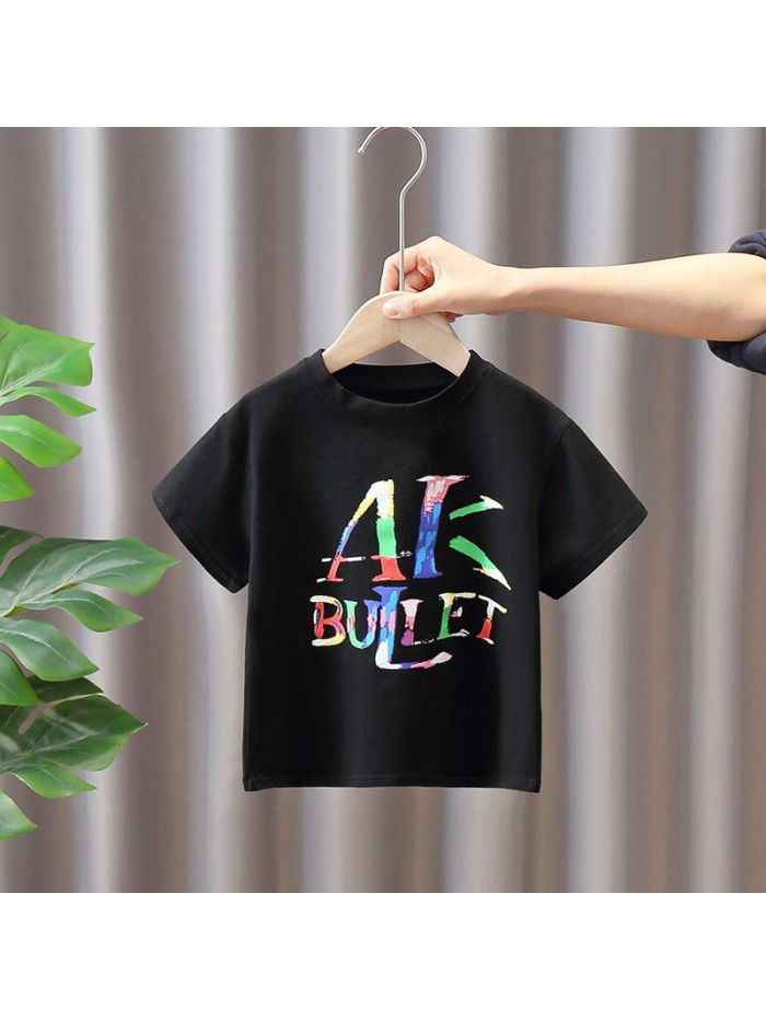 1444 boys and Girls Summer Short Sleeve girls half sleeve  new children's summer clothes children's top fashion 