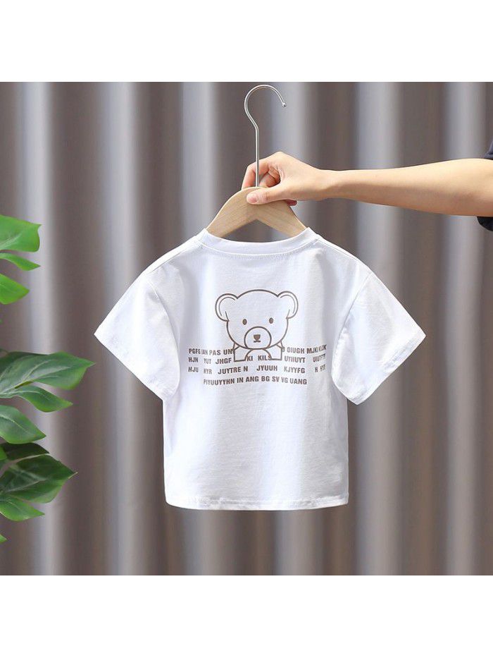 1443 boys' short sleeve T-shirt summer  new summer girls' half sleeve top children's wear 3 children's T-shirt 