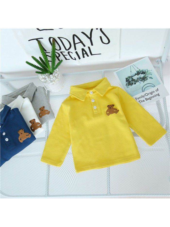 Factory direct sale children's undershirt Cartoon Bear Baby T-shirt children's clothes baby coat ready to go 