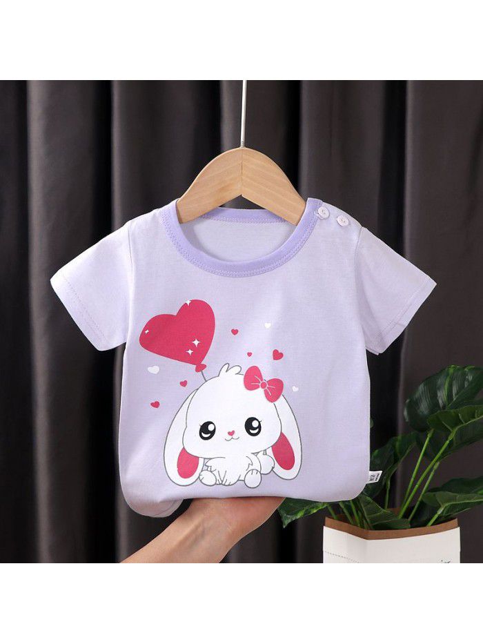 Children's short sleeve T-shirt pure cotton girls' summer baby's summer children's  boys' top 