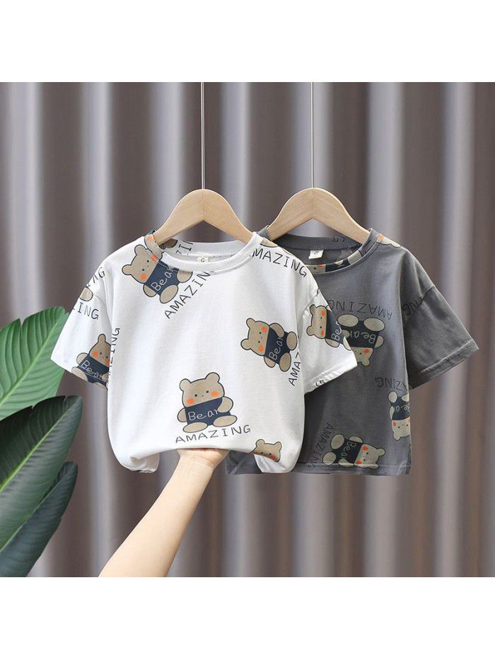 1521 Korean summer children's short sleeve T-shirt boys boys' casual children's wear thin baby half sleeve top 
