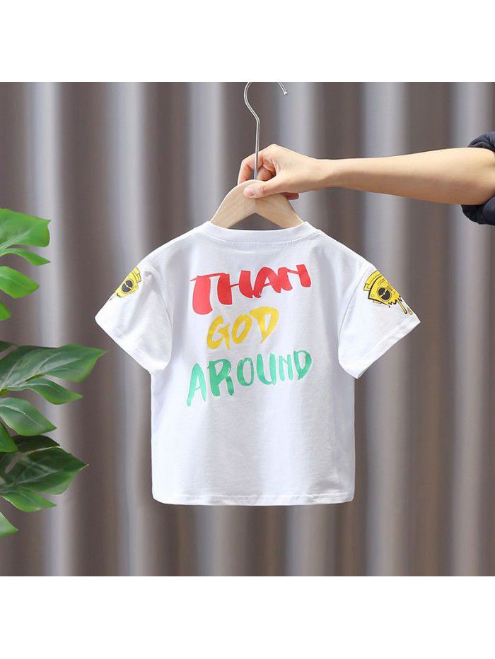1466 boys' clothing  summer new T-shirt short sleeve 3 middle school boys' cartoon baby summer top 